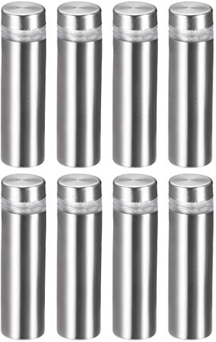 sourcing map 8 Stück Abstandshalter 12×43mm（Dia*H） Edelstahl Schilderhalter Werbeschraube Abstandsschrauben für Schilder Displays, Silber