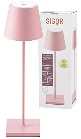 SIGOR Nuindie 1.0 LED Akku-Tischlampe, zartrosa | Dimmbar • Indoor & Outdoor • IP54 • 38 cm • Easy Connect • 12 h Leuchtdauer