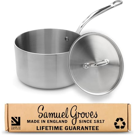 Samuel Groves STP7503RH Classic Stielkasserolle mit Deckel, Edelstahl, 18 cm