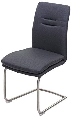 Mendler Esszimmerstuhl HWC-H70, Küchenstuhl Freischwinger Lehnstuhl Stuhl, Stoff/Textil Edelstahl gebürstet - dunkelgrau