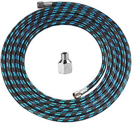 SAGUD Airbrush Hose 10 Foot Nylon Braided Air Hose with 1/8” Size On Both End and Adapter 1/8” Male - 1/4” Female for Most Airbrush Kit…