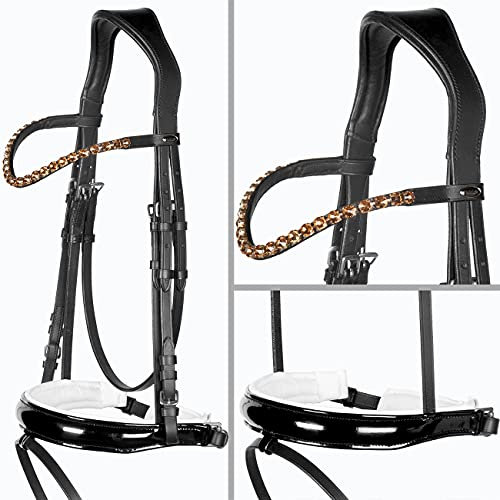 Heinick-Reitsport Trense Soft Selection Weiß Lackleder anatomisch ~ Glow-Gold ~ Vollblut