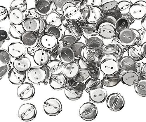inodiref 100 Stück Abzeichen Button Pin Iron Brosche Verschlüsse Silber Broschen Tablett mit Sicherheitsnadel Button Pins für Abzeichen, Corsage, Schmuck Craft Making (20 mm)