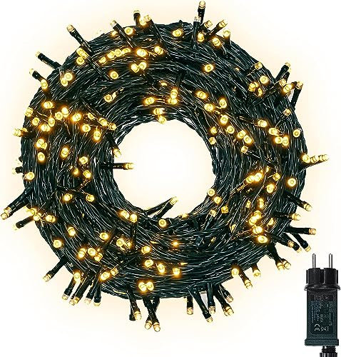 30M Lichterkette Außen & Innen, 300LED Lichterkette Strom Warmweiß mit 8 Leuchtmodi & Speicherfunktion, IP44 Wasserdicht Weihnachtsbeleuchtung für Outdoor Balkon, Garten, Party, Weihnachtsbaum