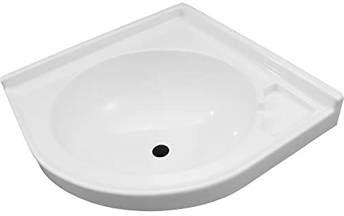 pro-Styling Lavabo Angolare per Camper, Roulotte, Campeggio, Barca, 418 x 418 x 155 mm, Bianco ABS