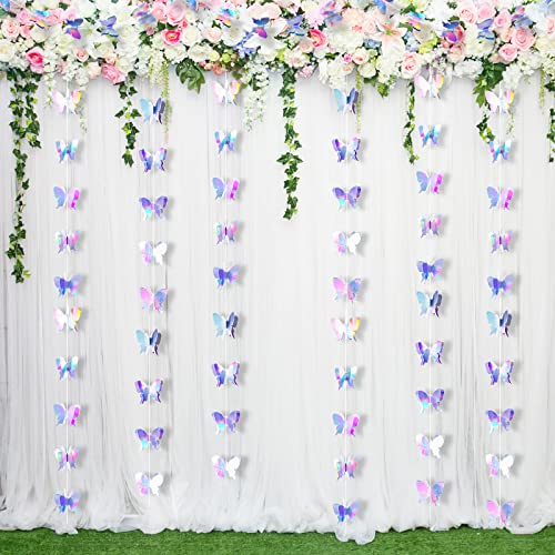 3D Schmetterling Hänge Girlanden Schmetterling Laserpapier Party Luftschlangen Dekoration für Hochzeit Zuhause Party Geburtstag Dekoration Babyparty Deko 4 Stück 80 Kleine Schmetterlinge