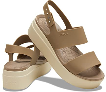 Crocs kvinnors Brooklyn låg kil-träsko, Kaki ben, 7 UK Men/ 8 UK Women