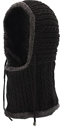 Schlupfmütze Damen Herren Sturmhaube Winddicht Schalmütze Fleece Gefüttert Wintermütze Warm Strickmütze Winter Strick Balaclava Mütze Kapuzen-Schal Gesichtshaube für Winter
