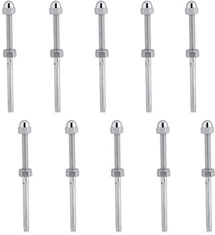 Lot de 10 tendeurs de câble filetés en acier inoxydable pour systèmes de gréement de garde-corps de 1,9 cm