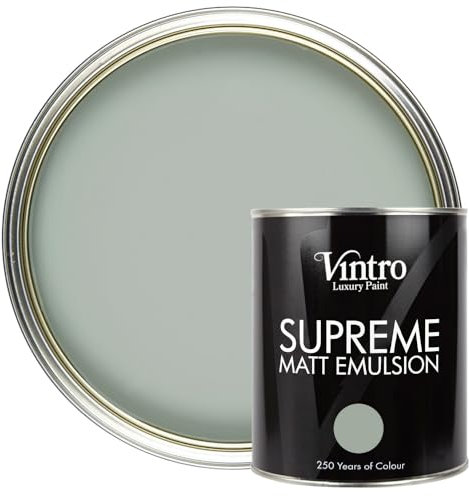 Vintro | Luxury Matt Emulsion | Smooth Chalky Finish | Multi Surface Paint | for Walls, Ceilings, Wood and Metal | 1L (Green/Blue - Duck Egg)