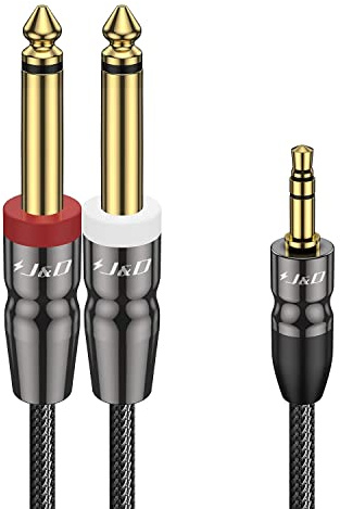 J&D 3.5mm auf 2x6.35mm Klinke Kabel 3 m, 3.5 Stereo Aux zu 2x Male Grosse Klinkenstecker Audio Adapter Mono Y Splitter für Mixer, Verstärker, Mixer, Audio Recorder, Gitarre