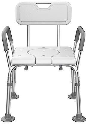 Duschstuhl mit Armen, Schwerlast-Badestuhl mit Rückenlehne, 4 Verstellbare Höhen Innen Dusche Transfer Badesitz, Anti-Rutsch-Senioren Badestuhl, Tool-Free Montage ( Color : White , Size : Adjustable: