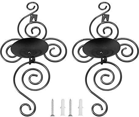 Alvinlite 2 Sets Wandkerzenhalter, Faltbar, Europäischer Stil, Kerzenleuchter, Wirbel, Schmiedeeisen, Wandbehang, Kerzenhalter, Heimdekoration(Schwarz)