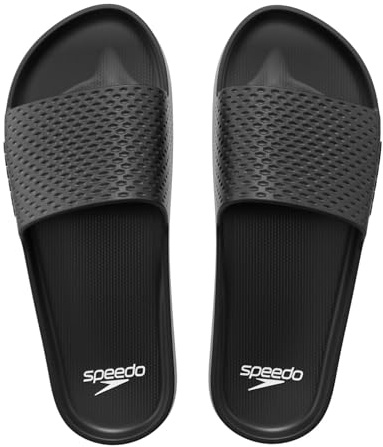 Speedo Women's Essential Slides | Pool Sliders | Beach Footwear, Pantone Black, 6
