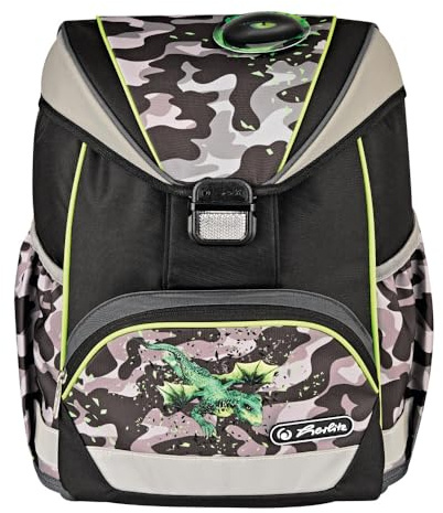 Herlitz® Schulranzen Ultralight Camo Dragon | Kinder Organizer für Schüler Kinder | Harter Rücken | Unisex | Schultasche im Rücken | Geräumiger Strapazierfähiger Schulrucksack, multicoloured, M