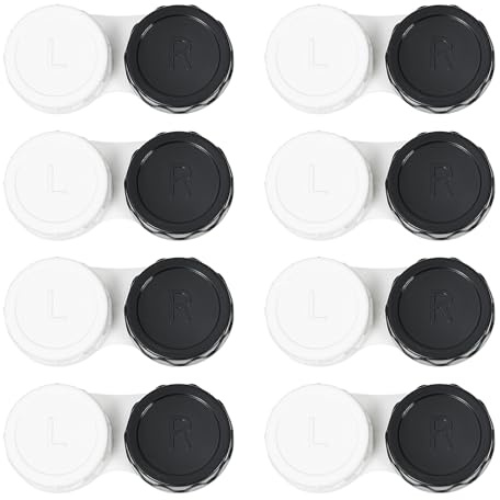 Dhoptical 8 schwarze Kontaktlinsenbehälter, tragbare Mini-Kontaktlinsen-Set, perfekt für Reisen und den täglichen Gebrauch