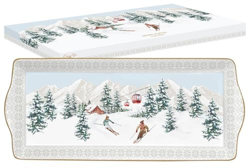 COFFRET PLAT A CAKE 35X15CM EN PORCELAINE CHALET