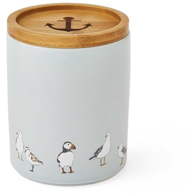 Cooksmart Coastal Birds Stoneware Airtight Storage Jars With Lids | British Designed, Stoneware Material, Airtight Storage, Food Container, Kitchen Organisation, Pasta And Rice Storage