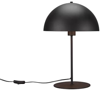 meineWunschleuchte Tisch-Lampe große Bauhaus Pilzlampe Metall Schwarz Gold | Höhe 45cm, mit E27 LED, stufenweise dimmbar, Designklassiker Nachttischlampe, für Schlafzimmer & Wohnzimmer