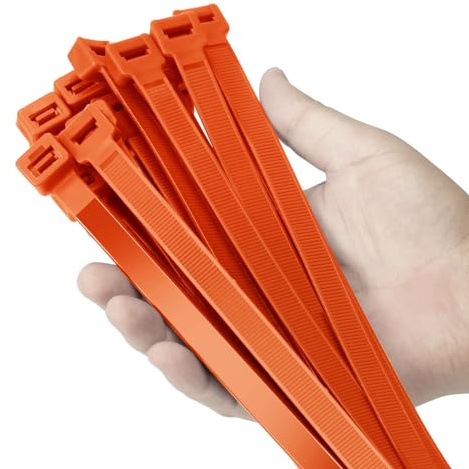 Armpow 12 inch Orange Zip Ties Heavy Duty 100 PCS, 250 LBS Ultra Exclusive Strong Plastic Wire Ties, Large Cable Ties Extra Long Tie Wraps, Indoor and Outdoor UV Resistant