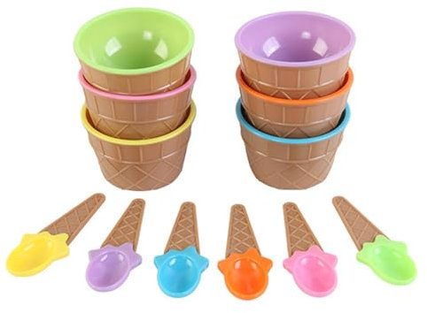 Tuxxjzm Bols à Glace pour,Ensemble de Tasses à Glace Couleur Bonbon | Coupes à Glace directe avec cuillères, Grand Plat avec cuillère à Dessert pour