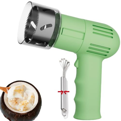 WUCIOA Apriscatole Automatico per Cocco, utensile Elettrico per l'apertura del Cocco da 2000MAH con Impugnatura Antiscivolo, utensile Portatile Riutilizzabile in Acciaio per punzonare Il Cocco(Green)