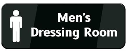 Acrylic Sign - Men's Dressing Room Wall Or Door Sign- Black & White Acrylic Sign For Business Store, Shop, Cafe, Office, Restaurant - Back Self Adhesive Plastic 8x3 inch