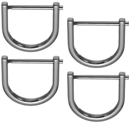 PATIKIL 1 D-Rings Screw in Shackle, 4 Pcs Horseshoe U Shape D Ring Zinc Alloy Semicircle Buckles Replacement for Purse Keychain Collar Accessories Craft, Black