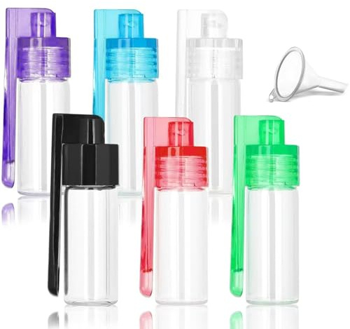 Yamobi 6er Dosierer Für Pulver Mit Minitrichter Und Mini Löffel,Gewürzgläser Mit Löffel,Camping Gewürze Set Für Gewürze Und Flavor Powder, Ideal Für Camping