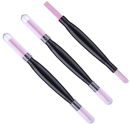 Lápiz para Cutículas de Doble Punta, 3 Piezas, Pp Plástico | Forma de Bolígrafo, para Uñas Naturales y Manicura Profesional, Exfoliante y Pulido Fino