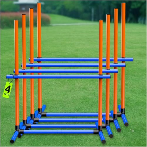 AOUKAR Agility Set Hunde groß, Hürdenset klein Ausrüstung für Hundetraining mit 4 x Hürden Höhenverstellbar