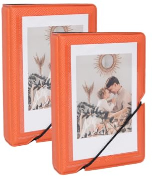 2 Pack Mini Photo Album with 28 Pocket for Fujifilm Instax Mini 12 11 99 90 40 9 8 7 EVO LiPlay 2x3 Inch Pictures Films,Kpop Photocard Holder Albums for 54x86mm Pictures (Orange)