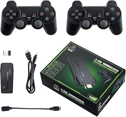Consola Stick HDMI 15 Emuladores + 20.000 Videojuegos Retro 2 Mandos Inalámbricos Juegos Clásicos Tarjeta 64GB - Regalo cumpleaños, Fin Curso, niño, niña - Videoconsola Arcade Pincho Console TV
