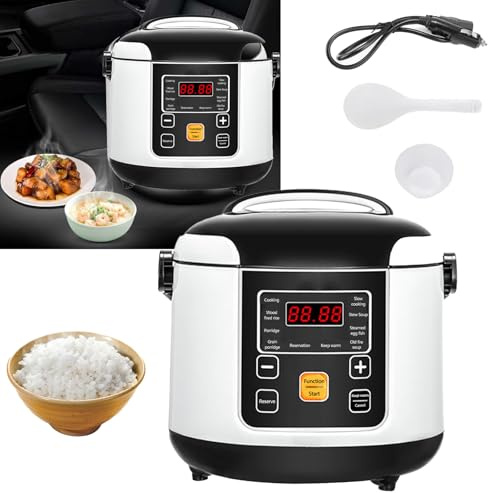 Olla Arrocera Para Coche, 200w 12v/24v Olla Arrocera PortáTil PequeñA Reserva De 24 Horas Mantener Caliente Para Cocinar Arroz Sopa Y Gachas Capacidad De 2l