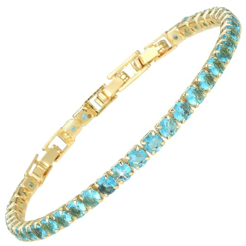 RIZILIA Not-Your-Basic Minimalistisch bis Statement CZ Tennisarmband Damen | Rundschliff/Marquise-Schliff/Prinzess-Schliff Zirkonia, 14K Gold vergoldet, 16,5 cm + Verlängerung 19 cm, Geschenkbox