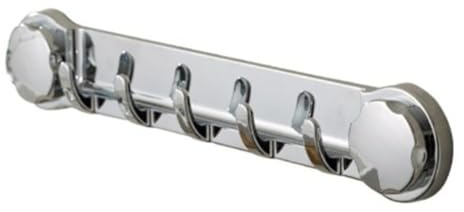 Wodsty Gancio a ventosa per bagno e cucina, 5 ganci con forte forza di aspirazione per asciugamani e accessori, 40 x 7 cm, argento ABS e gomma, senza trapano