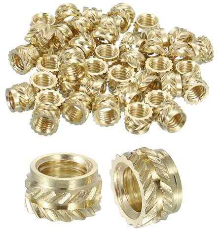 QUARKZMAN Tuercas de Insertos Roscados, 60pcs M5 x 4mm Longitud x 7mm OD Tuercas de Latón para Impresión 3D, Insertos Roscados Hembra para Fijación por Calor