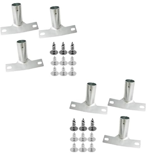 Metal Broom Brush Handle Bracket, 3 Screw Holes Heavy Duty Broom Handle Bracket to Supports Fixed Push Broom Handles (6)