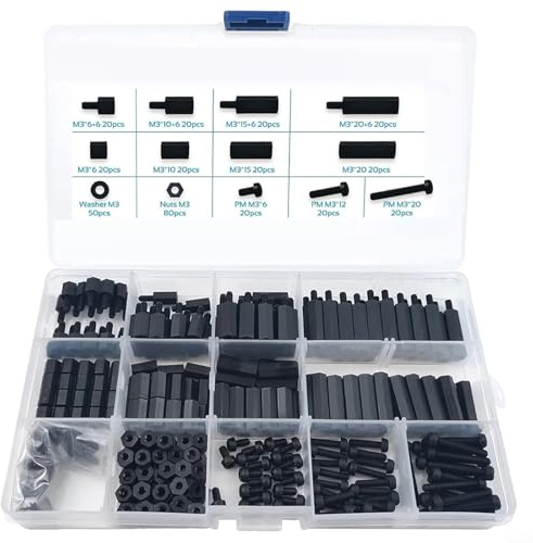 Shophubio Sechskant-Abstandshalter aus Nylon, 350 Stück, schwarz, Kunststoff-Abstandshalter mit sechseckigen Abstandshaltern für Leiterplatte, Motherboard, Roboter und Drohnen – Abstandshalter ohne