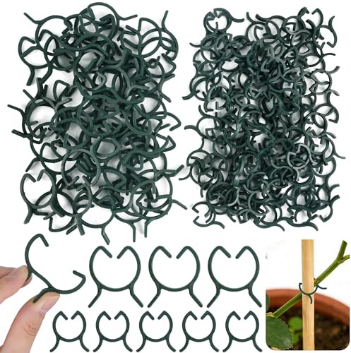 KEYIDO 150 Stück Pflanzenclips Grün Pflanzenclips Tomaten Pflanzen Clips Klammern für Pflanzenklammer Tomatenclips Gartenklammern für Unterstützen Pflanzen Gemüse Obst 2 Größen