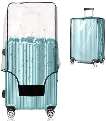 GigabitBest 28 Inch Waterproof Clear Suitcase Cover (Black Trim)