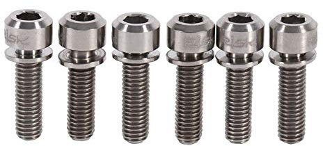 Bicycle Stem Bolts, Titanium Alloy M5 x 18mm Bolts Screw with Washers Set for MTB Bicycle Stem(6pcs)