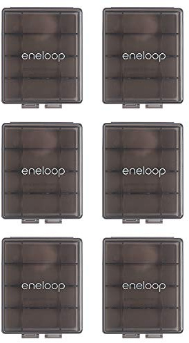 Eneloop Panasonic BQ-CASEK6SA Pro Lot de 6 boîtiers de Rangement pour Piles 4AA ou 5AAA Gris Obsidienne