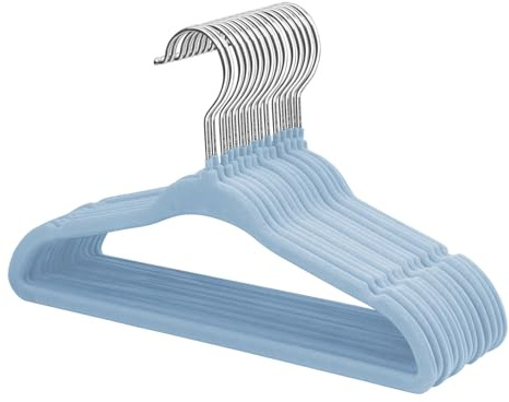 ManGotree Appendiabiti in Velluto per Bambini, Appendini per Bambini per Vestiti Risparmio di Spazio Antiscivolo, Confezione da 15 (Blu)