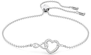 Swarovski Braccialetto Swarovski Infinity, Infinito e cuore, Bianco, Placcato rodio