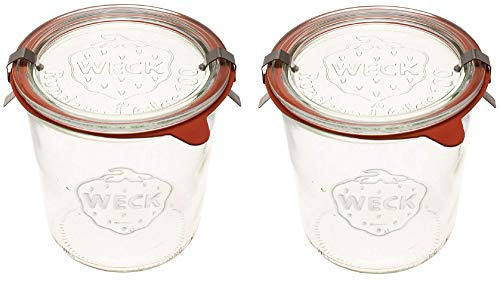 WECK Canning Jars 742 Mold Jars made of Transparent Glass - Eco-Friendly Canning Jar - Storage for Food, Yogurt with Air Tight Seal and Lid - 1/2 Liter Tall Jar Set - (2 Jars)