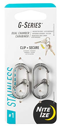 Nite IZE GS1-11-2R6 G-Series Dual Chamber Carabiner, Size #1,Stainless Steel, 2 Count (Pack of 1)