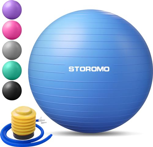 STOROMO Exercise Ball, Yoga Ball (with Exercise Tutorial) - Extra Thick Non-Slip - Supports 2500 Pounds - Workout Ball for Pregnancy, Childbirth and Balance Stability
