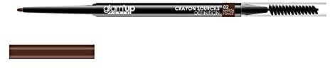 Glam'Up Paris - Professional Makeup - Crayon à Sourcils Définition Ultra-Fin Double-Embout avec Pinceau Goupillon et Mine Rétractable - N°2 - Marron Foncé
