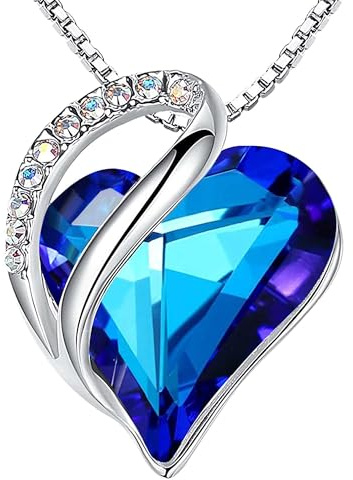 Leafael Muttertag Halskette Damen, Infinity Love Herzanhänger mit Geburtsstein-Kristall, rhodiniert, nickelfrei & hautfreundlich, 45+5 cm Kette mit Karabinerverschluss